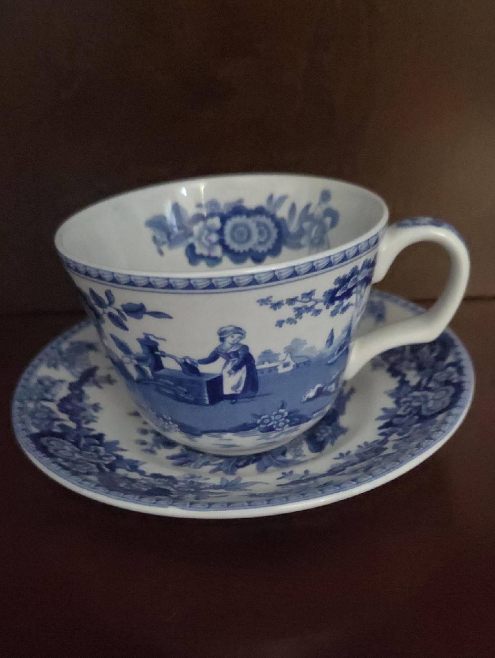 Spode 'Girl at Well' Teacup and Saucer
